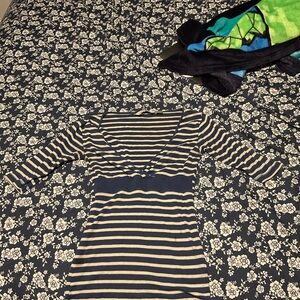 Striped Navy and Beige Dress